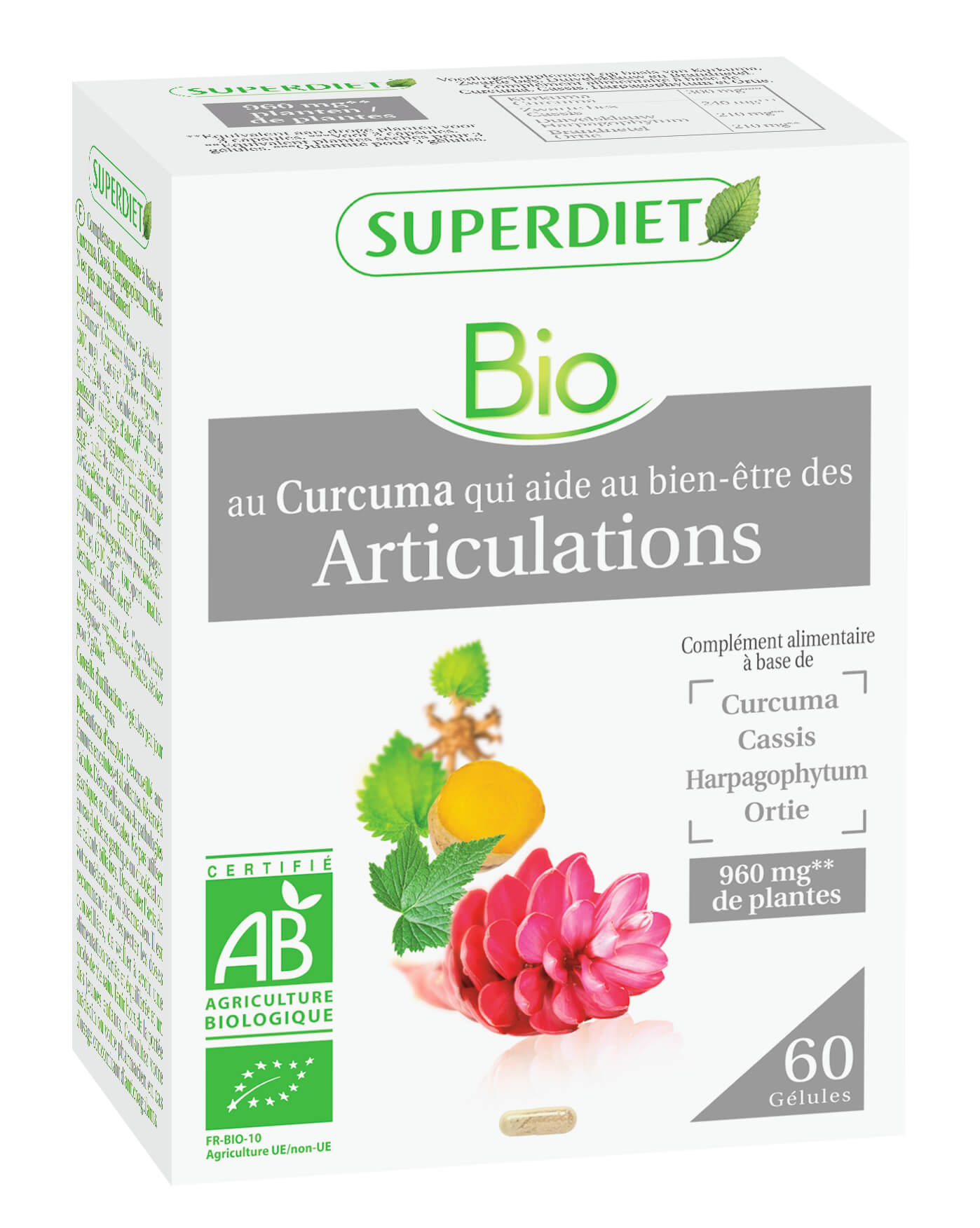 Super Diet Complexe curcuma articulations bio 60gélules PL 483/333
